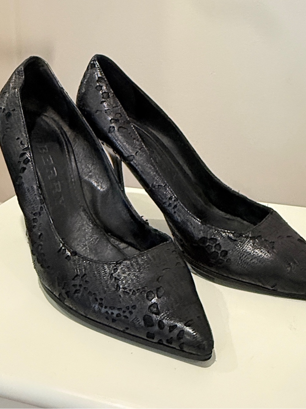 Burberry Black Textured Pointed-Toe Pumps